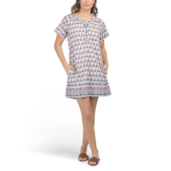RENWICK GOLF Navy/coral Mini Block Print Golf Dress - Picture 1 of 2